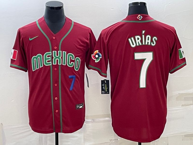 Men 2023 World Cub Mexico #7 Urias Red Nike MLB Jersey20->more jerseys->MLB Jersey